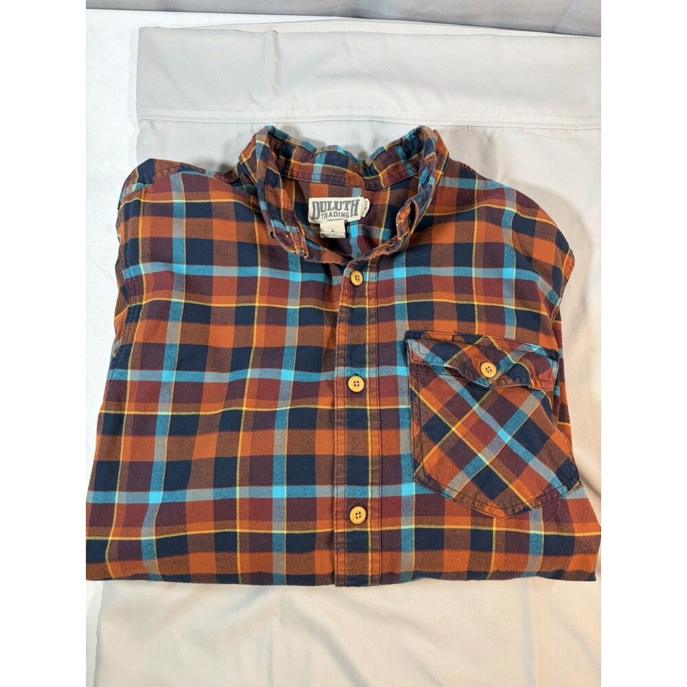 Duluth Trading Co. Large Plaid Cotton Long Sleeve Button Down Shirt